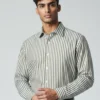 Custom Fit Sage & White Striped Broadcloth Shirt 1