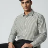 Custom Fit Sage & White Striped Broadcloth Shirt 3